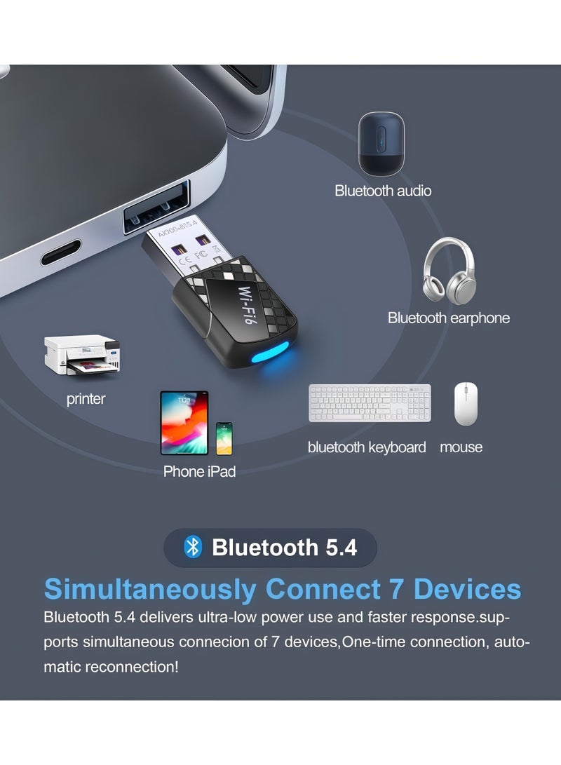أورييل جهاز 2 في 1: مستقبل WiFi لاسلكي مزدوج النطاق (2.4GHz/5.8GHz) بسرعة 900Mbps، ومستقبل Bluetooth (إصدار 5.4) — لا يتطلب تعريفات (Driver-Free) لأنظمة Windows 11/10، ويدعم خاصية التوصيل والتشغيل (Plug and Play). - Image 4